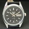 JAPAN VINTAGE SEIKO 5 AUTOMATIC REFURBISHED MENS BLACK DIAL WATCH a440614-4 Sk-a440614