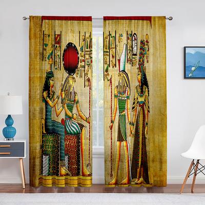 Egyptian Old Historical Empire Art Sheer Voile Curtains for Bedroom Living Room Kitchen Decoration Chiffon Tulle Windows Curtain