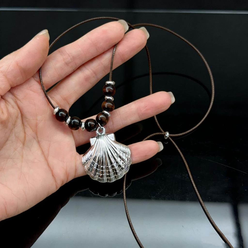 New Bead Summer Seaside Vacation Conch Shells Starfish Pendant Long Adjustable Necklace for Women Bohemian Vintage Accessories