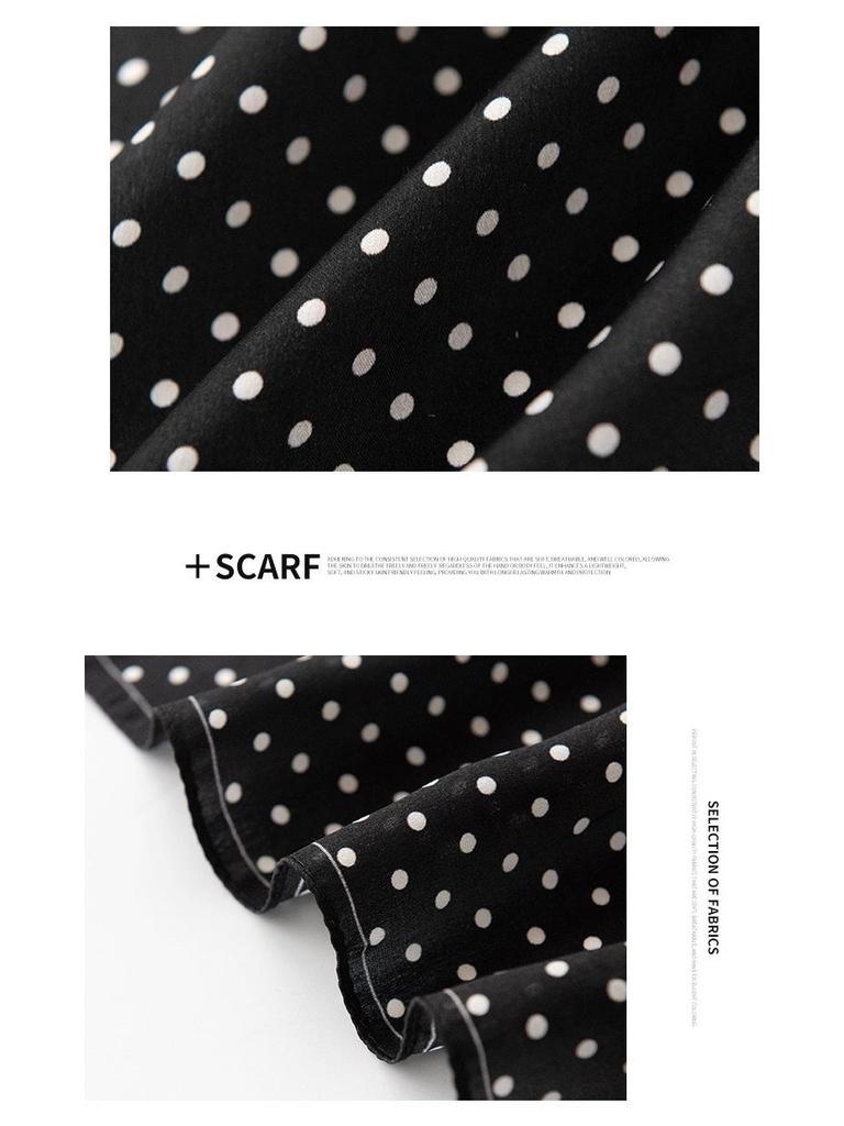 New Polka Dot Mulberry Silk Scarf for Women - Versatile Summer Gauze Neck Gaiter & Sun Protection
