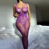 Sexy Fishnet Bra One-piece Crotchless Panty Set Erotic Body Stockings Women  Transparent Lingerie Porn Open Tights Underwear