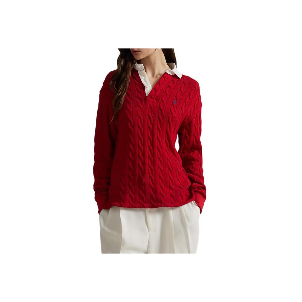 Polo Ralph Lauren Cable Knit Cotton Rugby Shirt Women Tops 211971743-001
