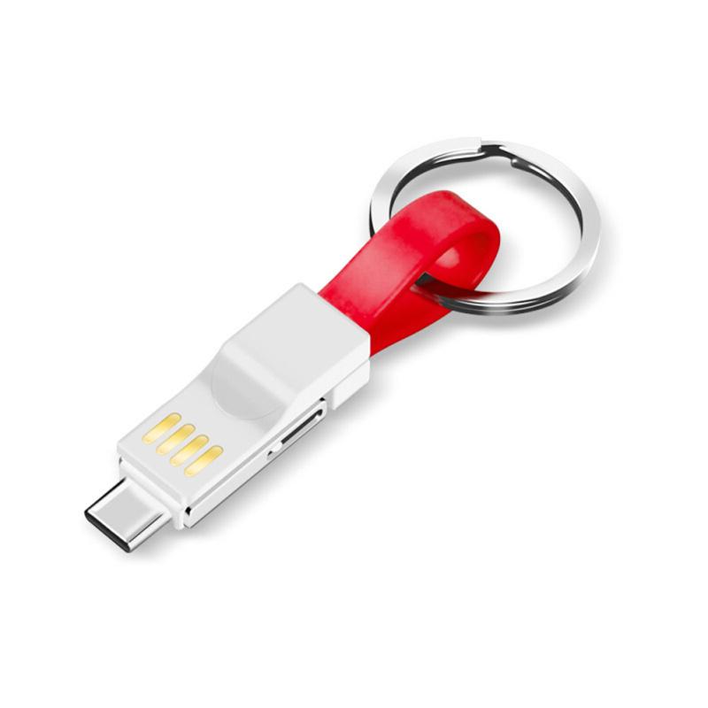 3-in-1 Micro-USB Typ-C Datenkabel Tragbares Schlüsselanhänger-Ladegerät Ladekabel Kompatibel für iPhone