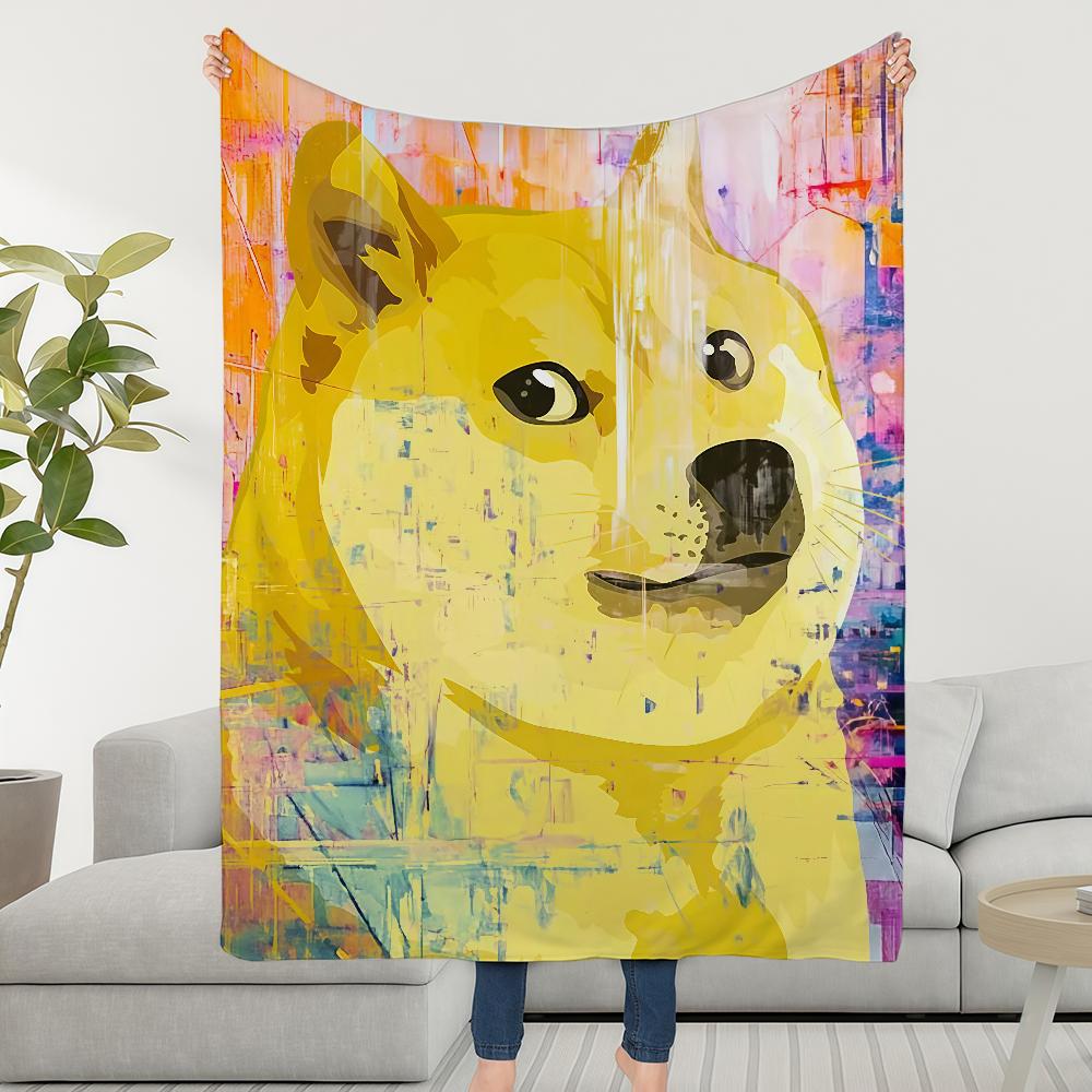 Doge Coin Blanket Soft Warm Furry Throw Super Kids Toys Bed Sofa Car Cradle 75x90cm