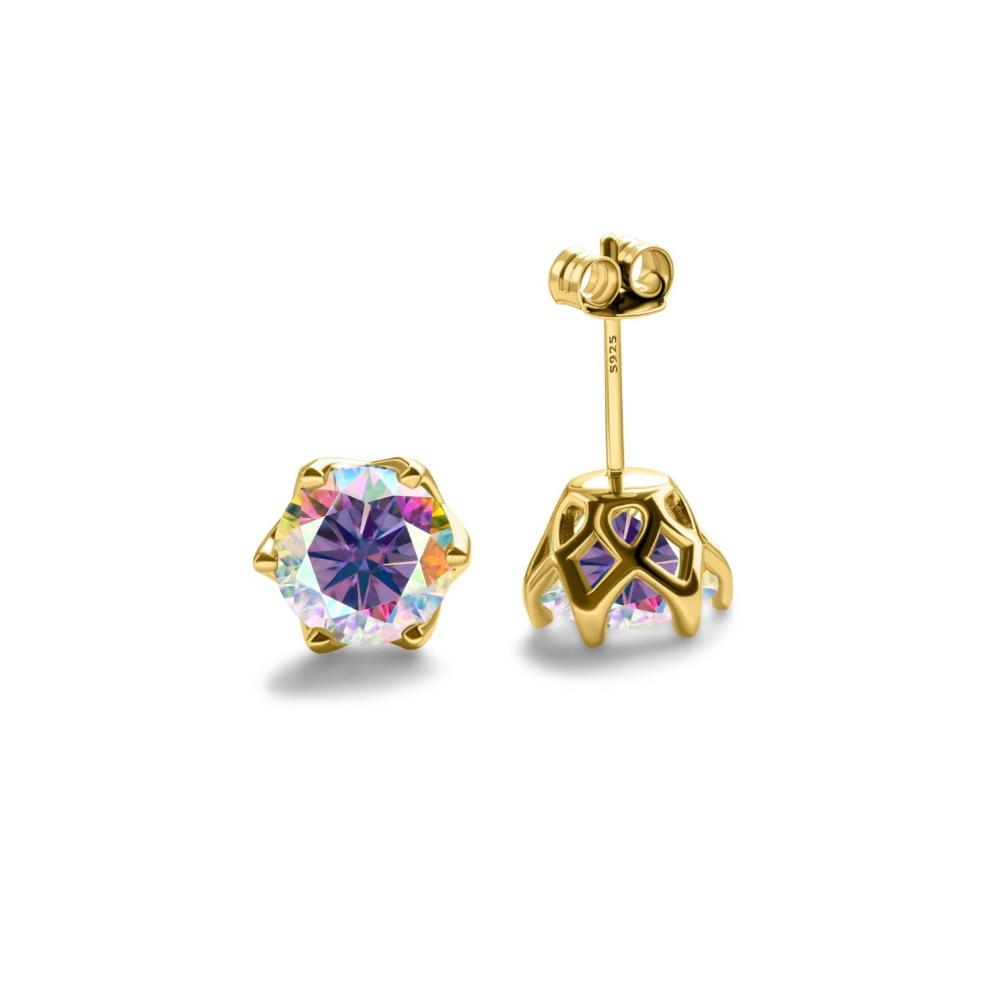 6.5mm Moissanite Mesh Stud Earrings Classic Women Earrings D VVS1 Delicate Jewelry