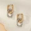 Retro Double Loop Design Drop Earrings Gold Silver Color Geometric Round Earrings for Women Girls Punk Hip Hop Fashion Jewelry