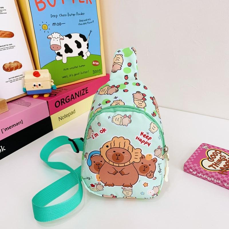 School Bag Kapibara Breast Bag for Boys and Girls Casual Versatile Accessories Change Bag Travel Shoulder Messenger Bag