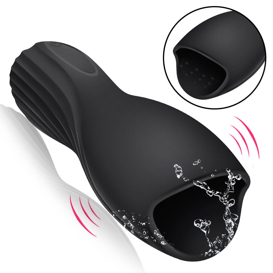 Penis Delay Trainer Male Masturbator Vibrator Automatic Oral Climax Sex Glans Stimulate Massager