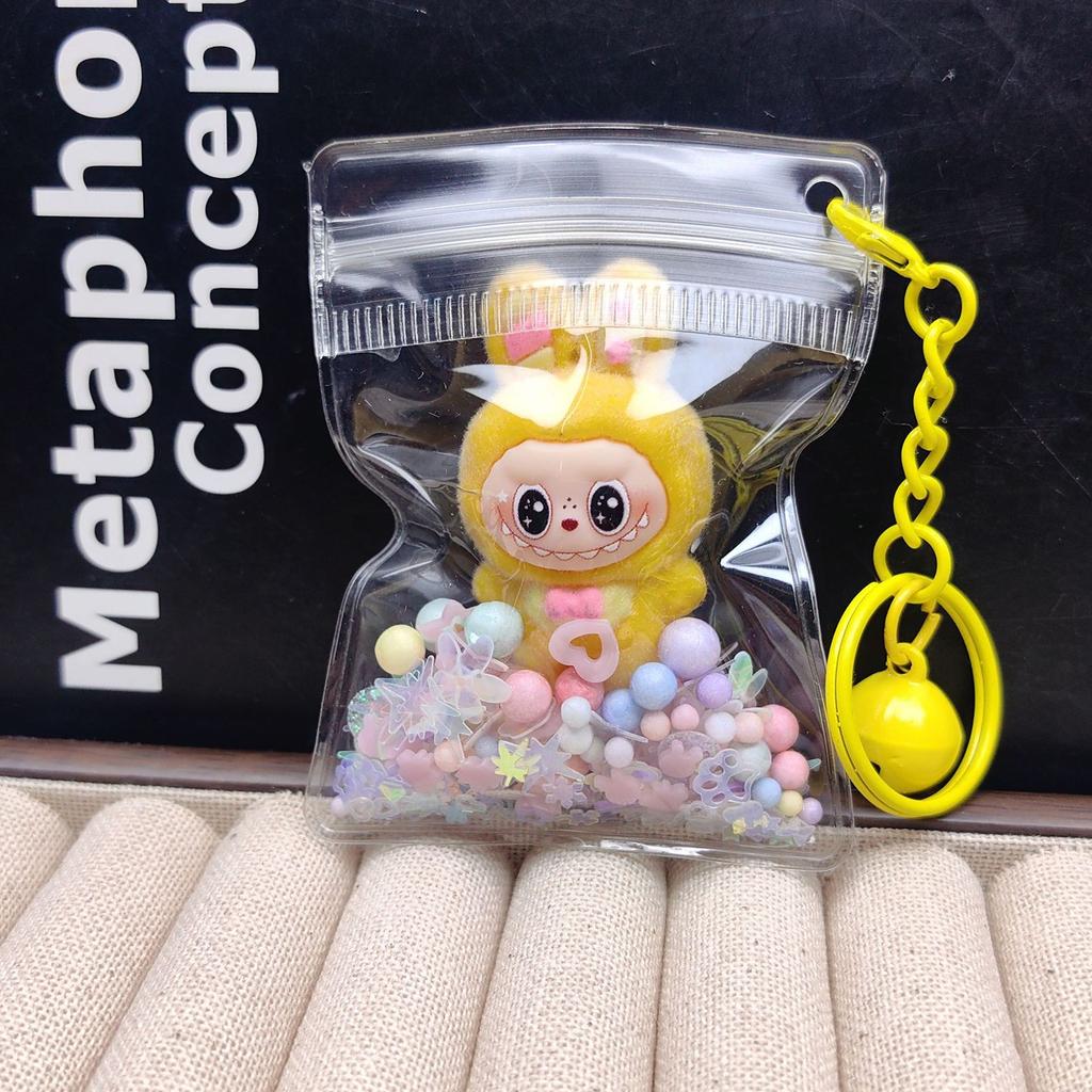 Flocking Keychain Cute Doll Doll Pendant PVC Transparent Bag Luminous Bag Hanging Jewelry