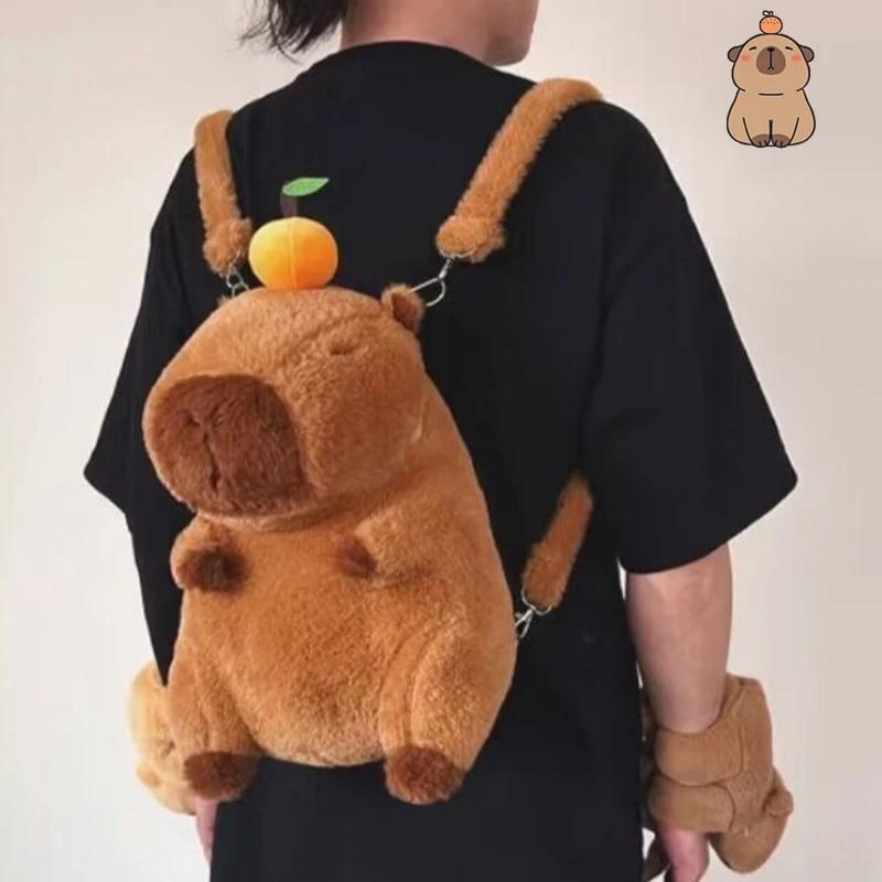 Capybara Plush Backpack Kawaii Fashion Plushie Doll Fur Bag Children's Bag Shoulder Bag Mini Knapsack Bags Gifts for Girlfriend