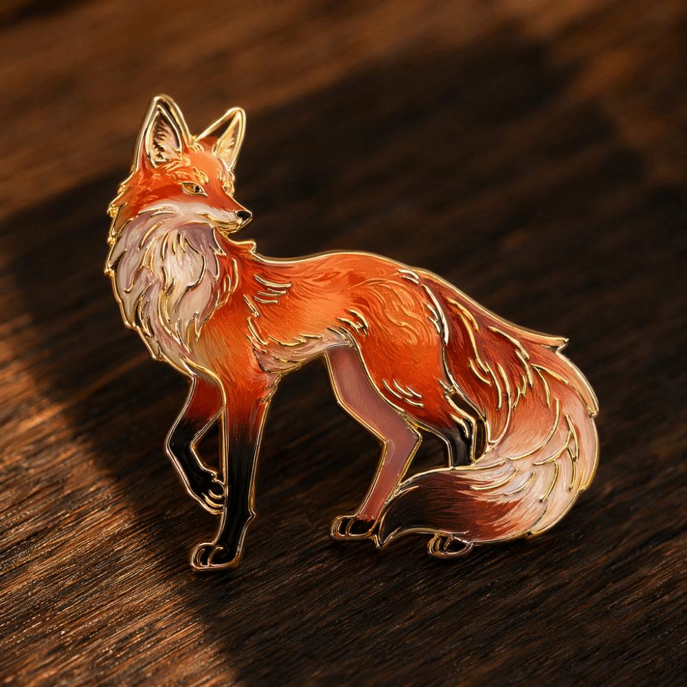 Exquisite Craftsmanship Cartoon Fox Brooch Zinc Alloy Enamel Metal Brooch For Coats Sweaters