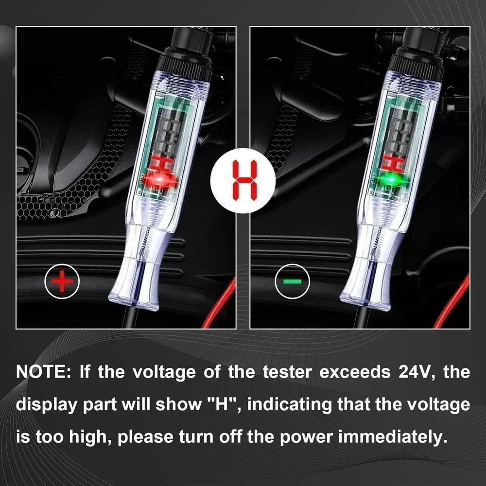 Car Truck Voltage High Quality Circuit Tester 6V 12V 24V DC Digital Display Long Probe Test Pen Automobile Diagnostic Tools