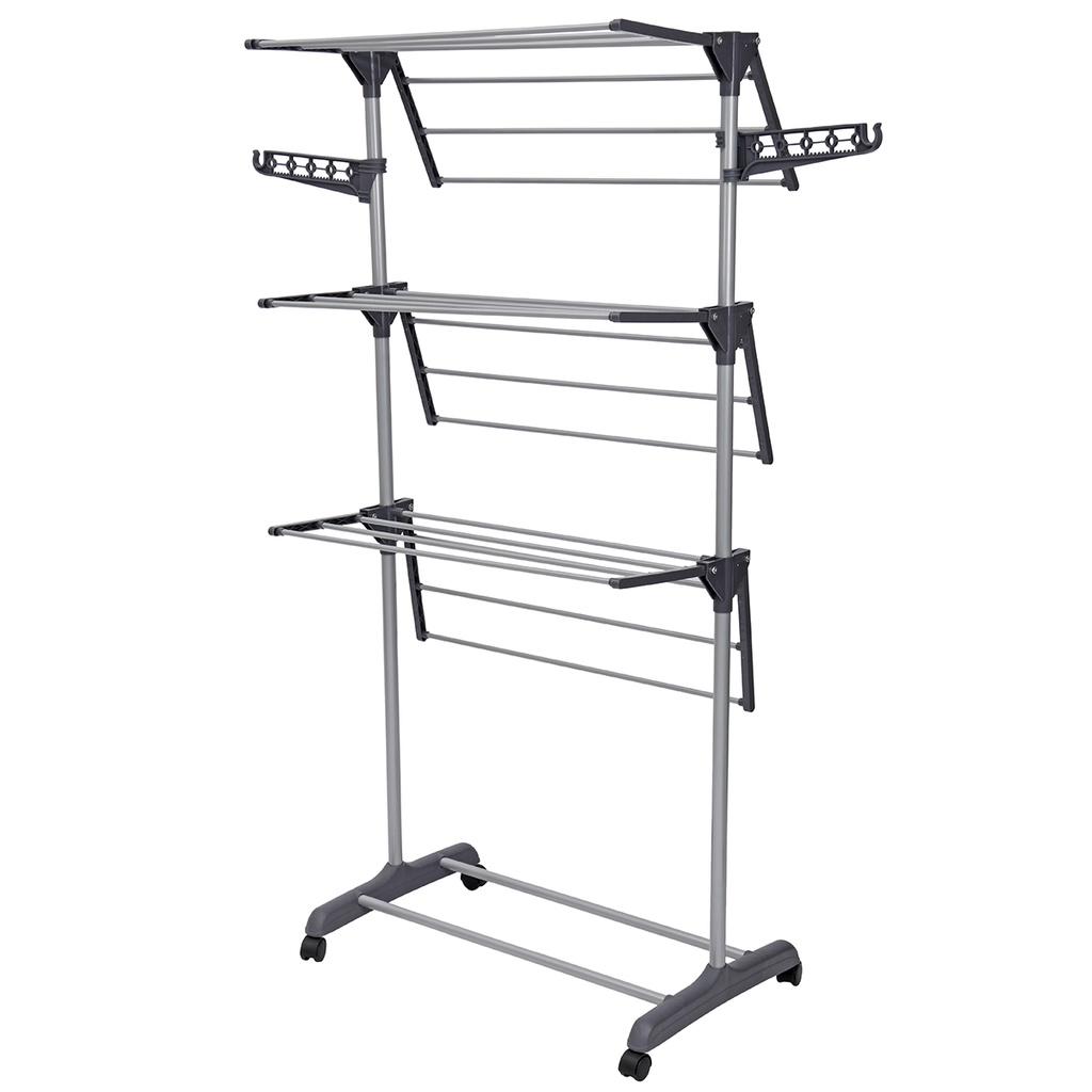 3 Tier Foldable Clothes Drying Rack Hanging Drying Folding Storage Organizer Clothes Airer Horse Stainless Laundry Rack