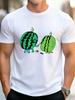 Cartoon Watermelon Painting Buddy Print Unisexs Crew Neck Short Sleeve Casual Basic Summer Daily Soft Comfort Fit Wear Tee Shirt