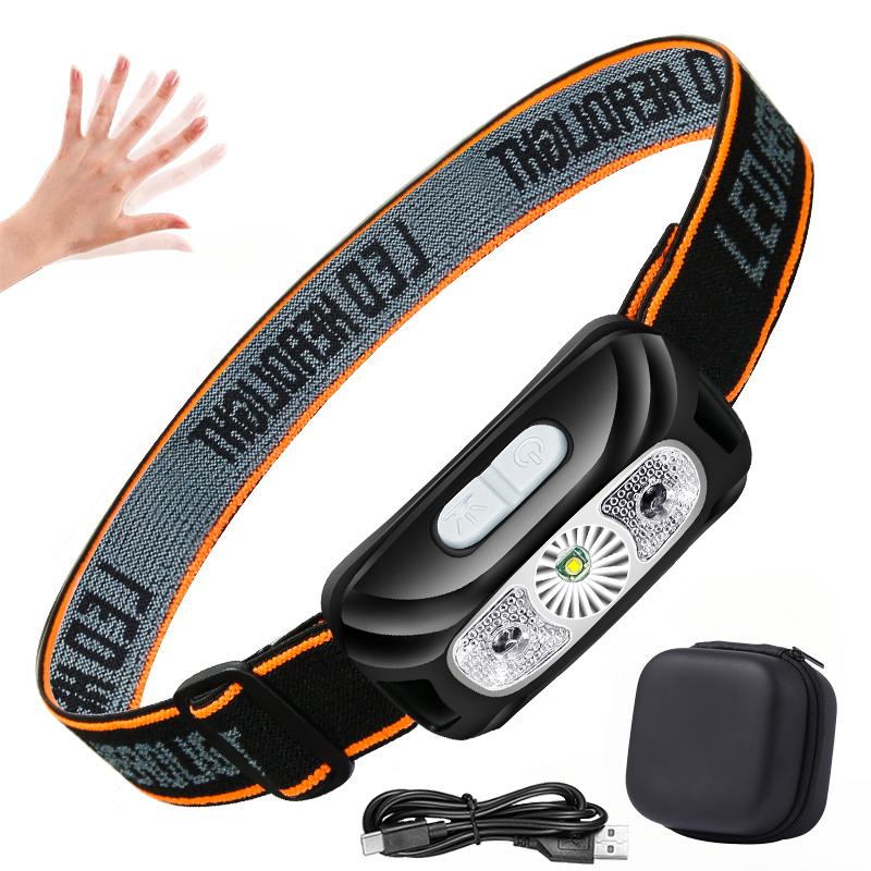 Starke Licht Stirnlampe Tragbare LED Sensor Stirnlampe USB Wiederaufladbare Kopf Taschenlampe Outdoor Camping Angeln Notlaterne