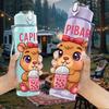 1PC Cute Capybara Drink Coffee Pattern 750ml Color Plastic Sports Water Bottle Leakproof Flip Straw Lid Suitable for Sports Office Home Use