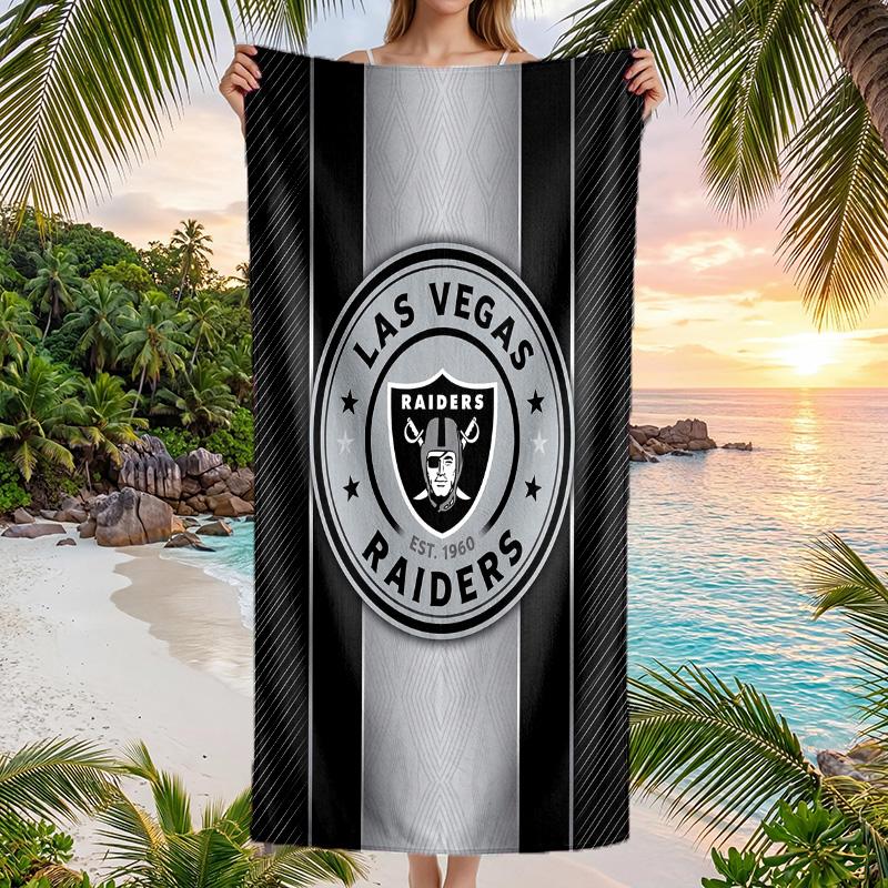 Asciugamano da Spiaggia alla Moda Las Vegas Raiders Asciugamano Portatile Morbido Asciugatura Rapida per Nuoto Campeggio Vacanze