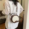 Textured Fashionable One-shoulder Crossbody Bag New Trendy and Fashionable Contrasting Color Crossbody Bag Simple Handbag Small Round Bag
