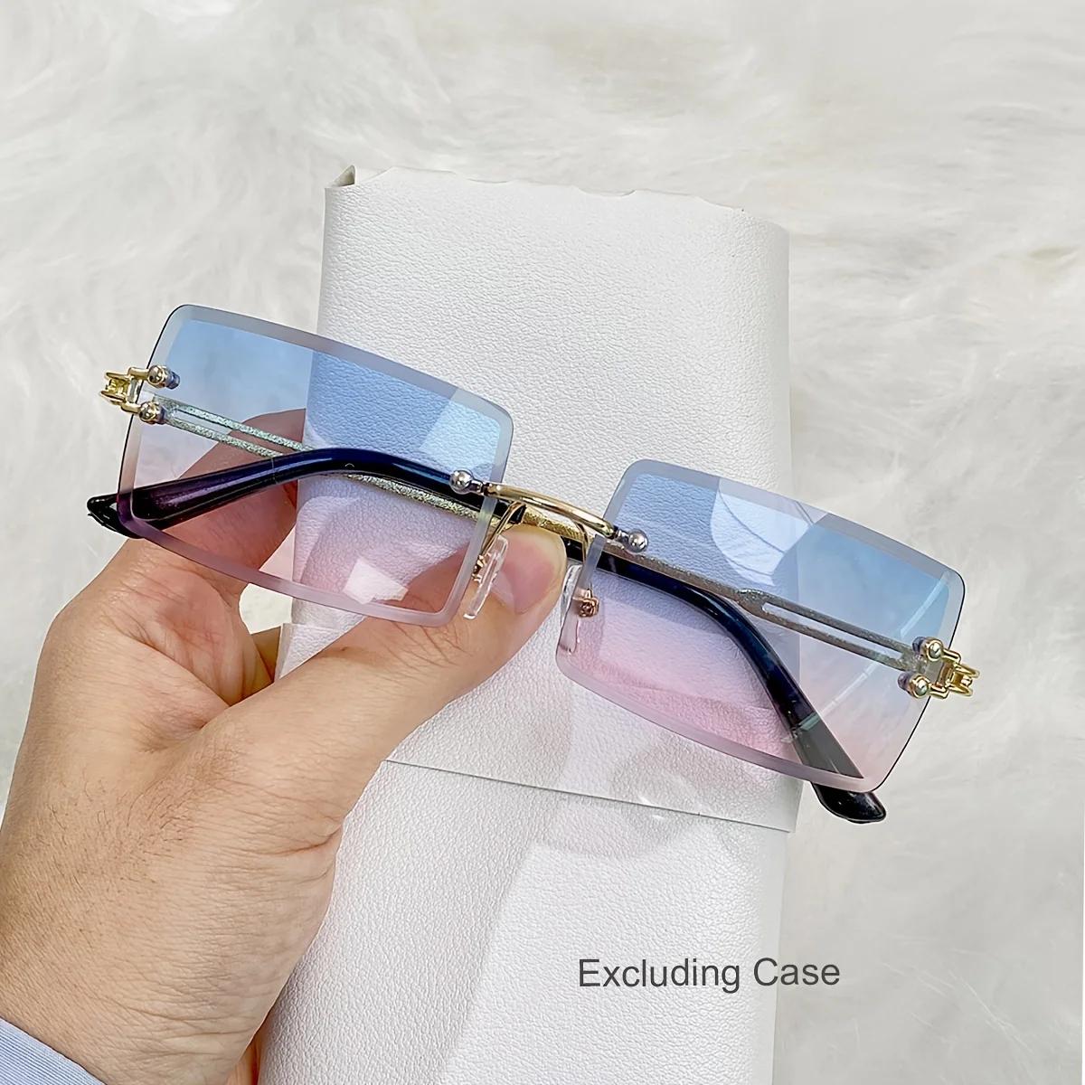 

Women S Fashion Rectangular Metal Frameless Sunglasses Pc Lens Casual Daily Wear Decorative Eyewear