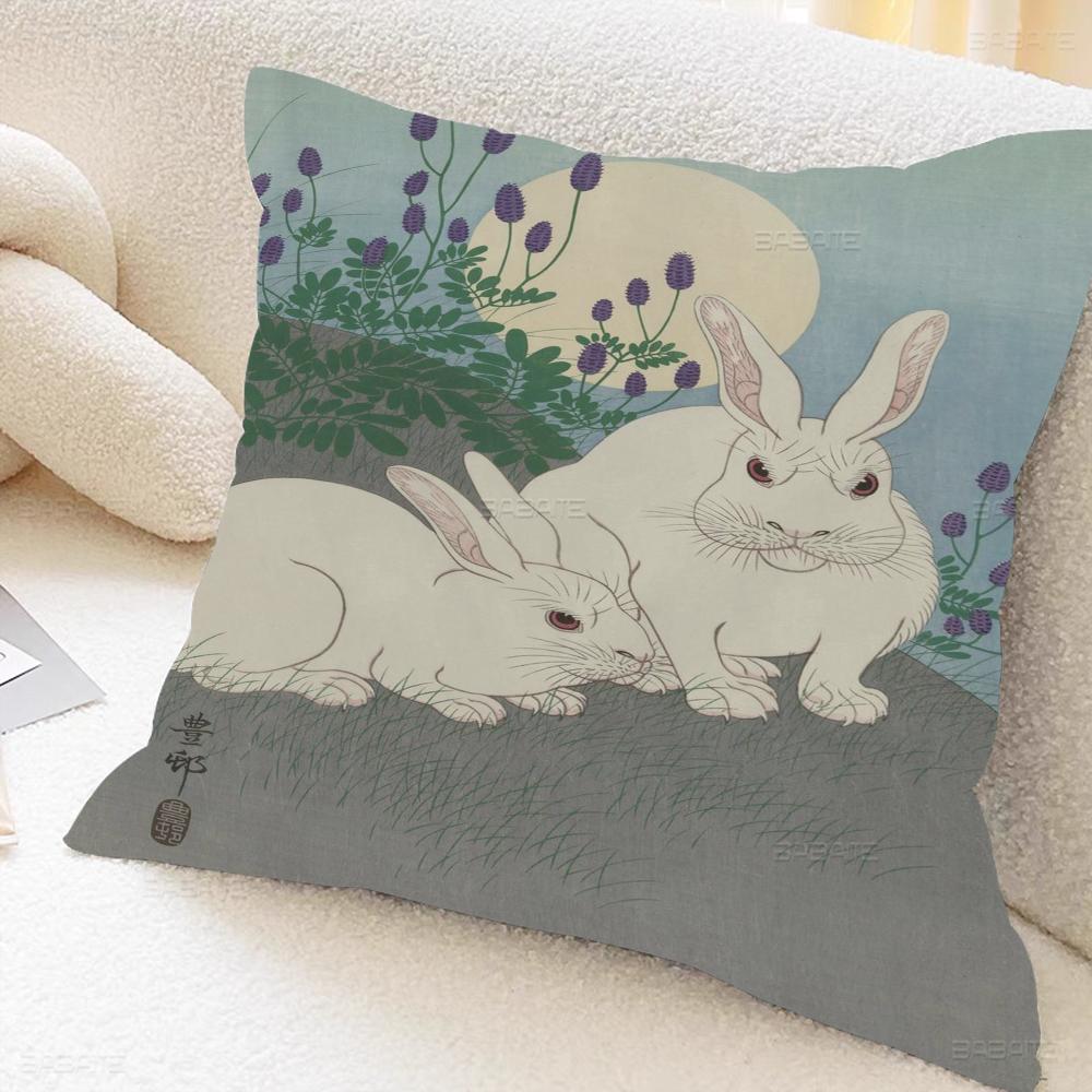 Kanin konstkudde present hemmakontor dekoration sovrum soffa bil kuddfodral fodral 45x45