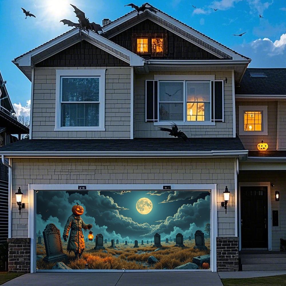 2DFLAT 2D Flat, 2D Door Curtain Banner, 1pc Extra Large Halloween Garage Door Cover Banner, Vibrant And Durable, Yzb