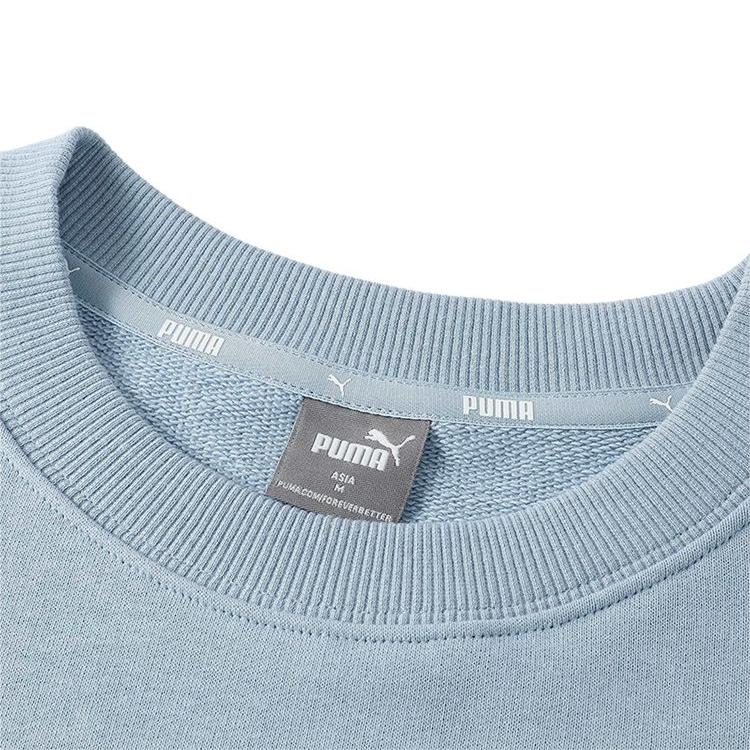 Puma Sports Lifestyle Series Solid Color Casual Round Neck Warm Loose Split Long Sleeve Sweatshirt Women sweatshirt Light-Blue 686392-79