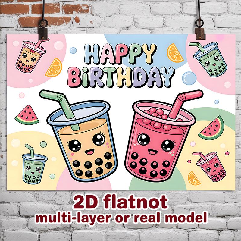 Party Backdrop Happy Birthday Birthday Multicolor Photo Booth Background Wall Decor