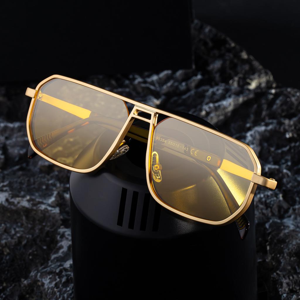 JYL TS Men's Square Metal - Hollow Sun-Protective Sunglasses XH-98354