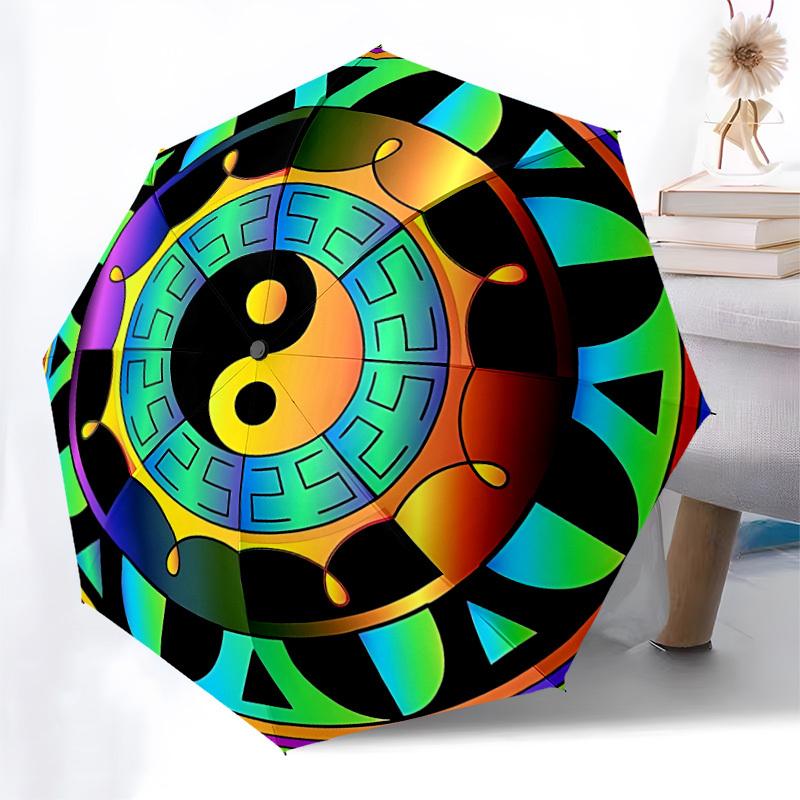 1pc Yin Yang Symbol Automatic Folding Umbrella, Portable Collapsible Design, 8-Rib Iron Frame, Outdoor Accessory yy250905088