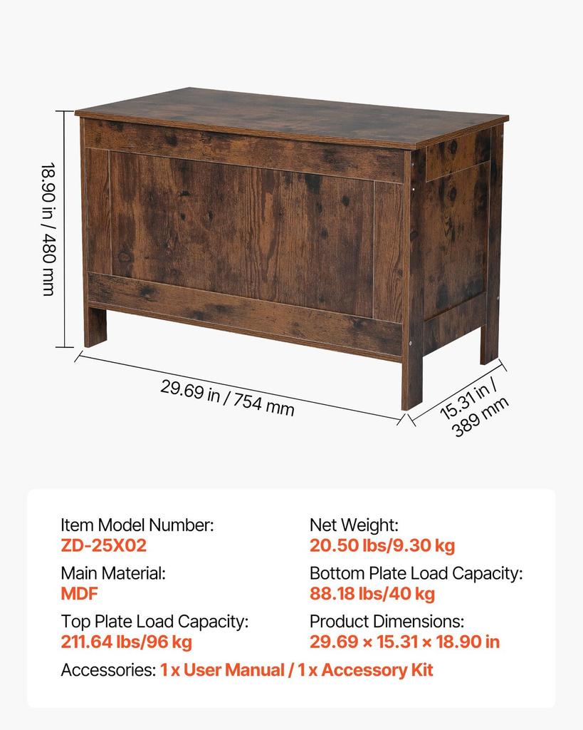 Kids Storage Bench, Wooden Toy Box Chest, Large Storage Cabinet with Safety Hinge, Toddlers Retro Storage Bench for Playroom, Living Room or Entryway,