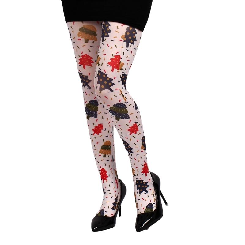 Christmas Designs Tights Silk Opaque Colorful Christmas Tree Pattern Pantyhose for Women Seasonal Costumes Stockings 1