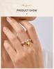 Two-Tone Pearl Ring Heart Charm Elastic Band, 18K Gold Plated Stainless Steel Satellite Bead, Stretchy Y2K Jewelry