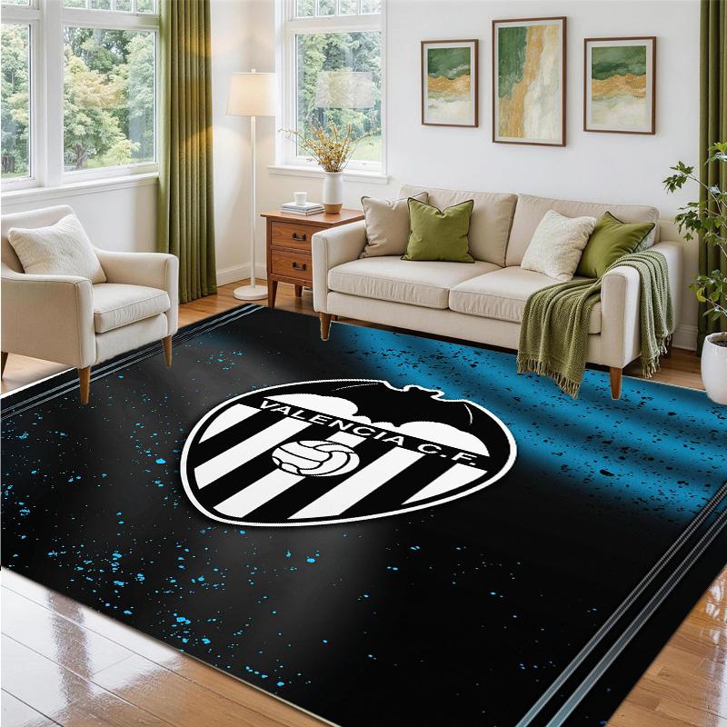 Valencia FC Design Crystal Velvet Rug Soft Decorative Mat for Bedroom Entrance