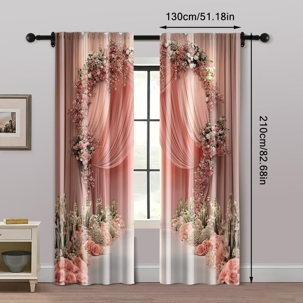 2pcs, Curtains&Drapes 2D Print Romantic Gentle Style Fabric (without Rod) Decorations For Home Use for Living Room, Bedroom,