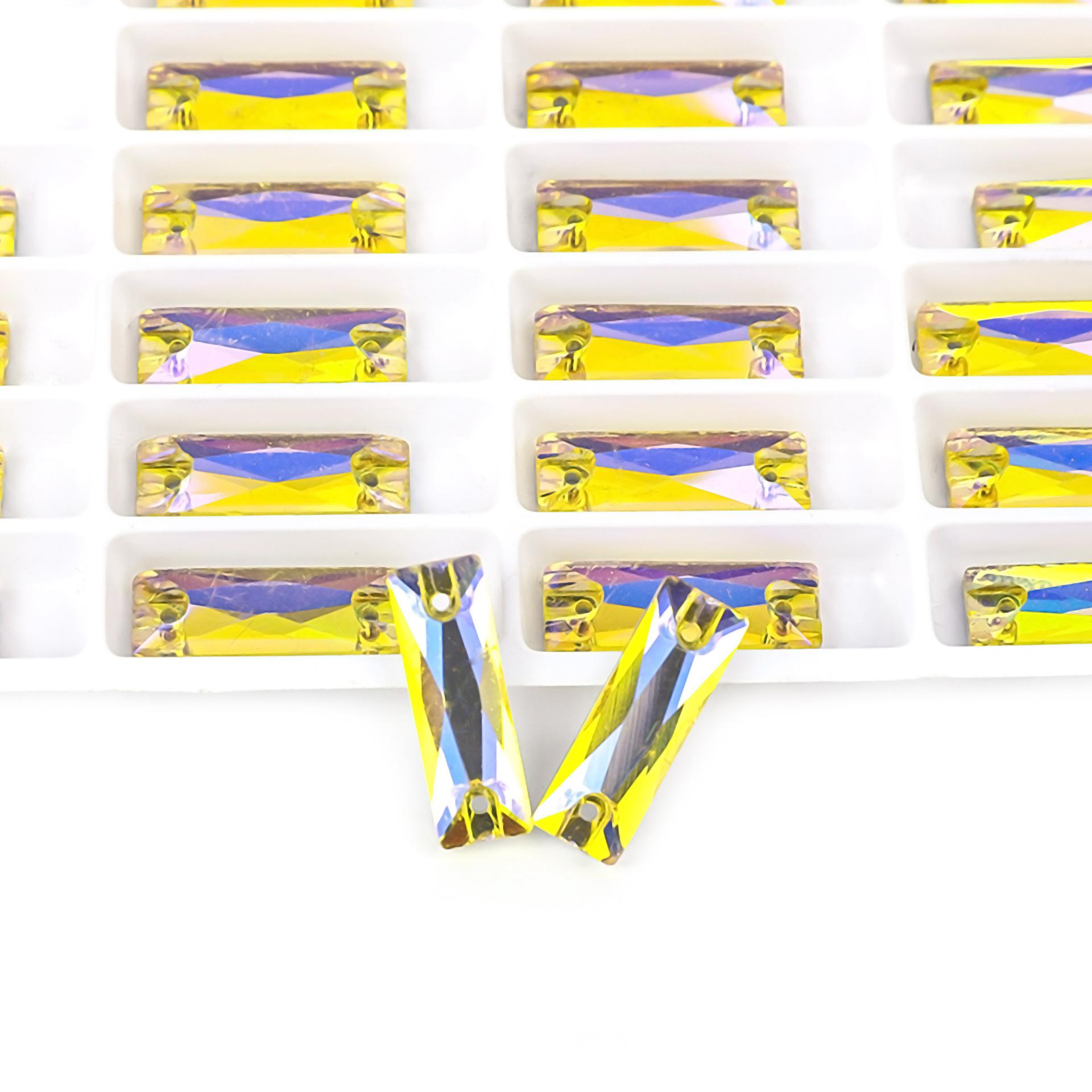 

Мягкий Стекло Ручной Шов Камень Ручной Шов Сверло Плоское Дно Двойное Отверстие Длинная Полоса Ab Плоская Пряжка Цвет Ab Фигурный Сверло Сделай Сам/Двойное Отверстие Сокровище 5 * 15Mm 36pcs/bag