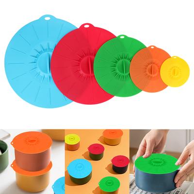 Reusable Silicone Stretch Lids Bowl Pot Cup Lid Microwave Bowl Cover 5Pcs Pan Lid Stopper Kitchen Tools Food Fresh Cover