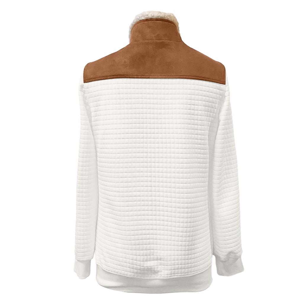 Ladies' Retro Western Contrasting Stand Up Collar Casual Hoodie Top