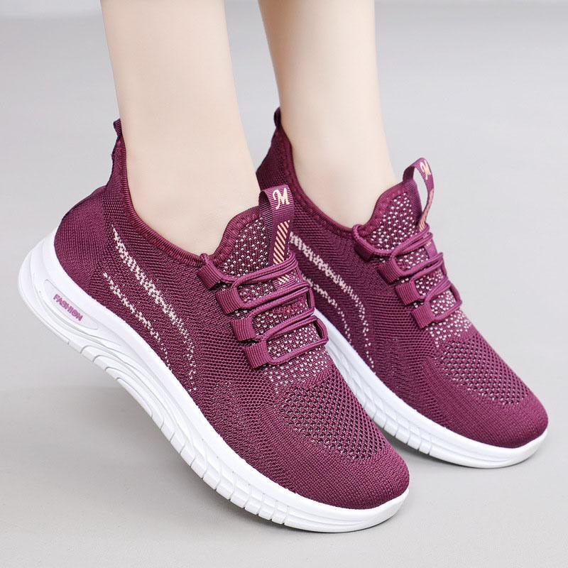 Women's 2025 New Spring Foreign Trade Lightweight Women's Sports Shoes Versatile Middle Aged and Elderly Casual Soft Soled Running Women's Shoes