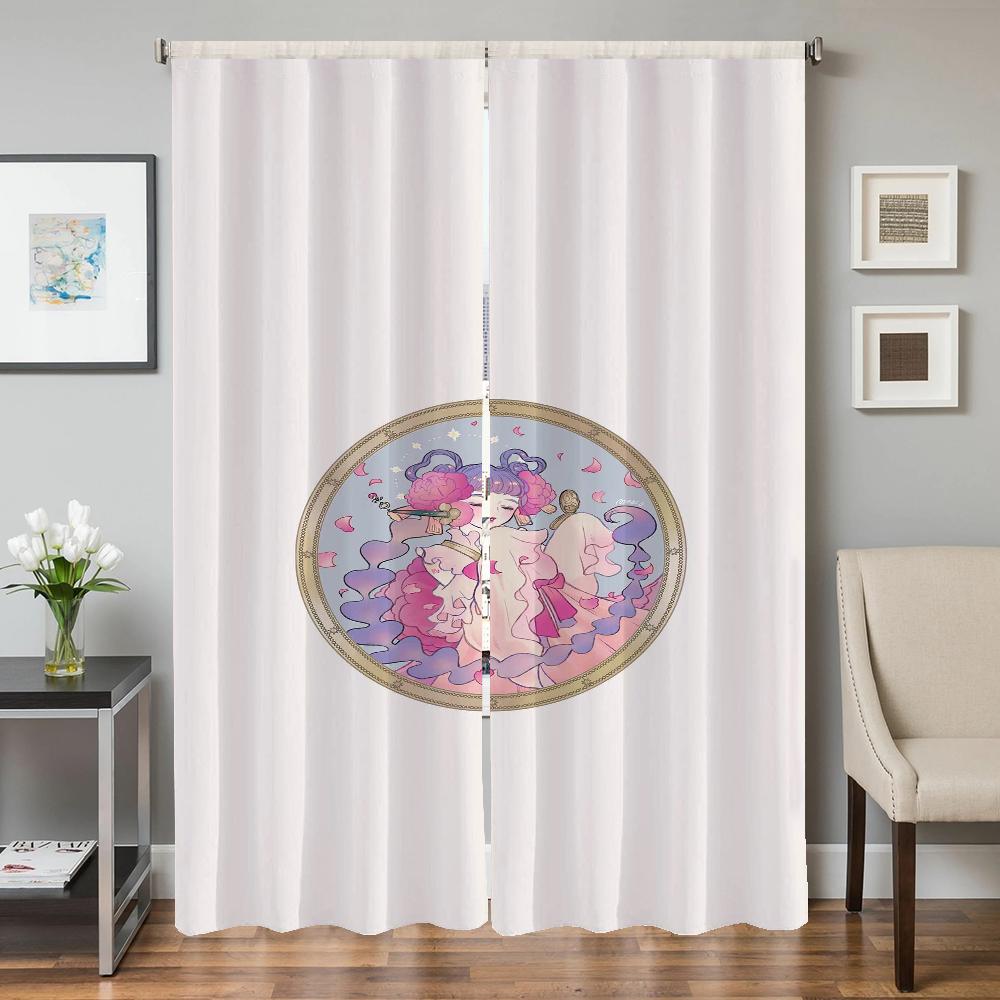 Wystrój Domu Zasłony Kuchenne do Salonu 2 Sztuki Zasłony Zaciemniające Zasłona na Drzwi Znak Zodiaku Dekoracja Sypialni Przegroda