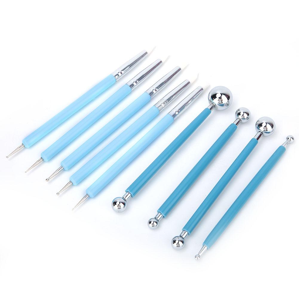 9Pcs Acrylic Silicone Craving Pen Aluminum Tube Handle Pottery Clay Sculpture Tool #1