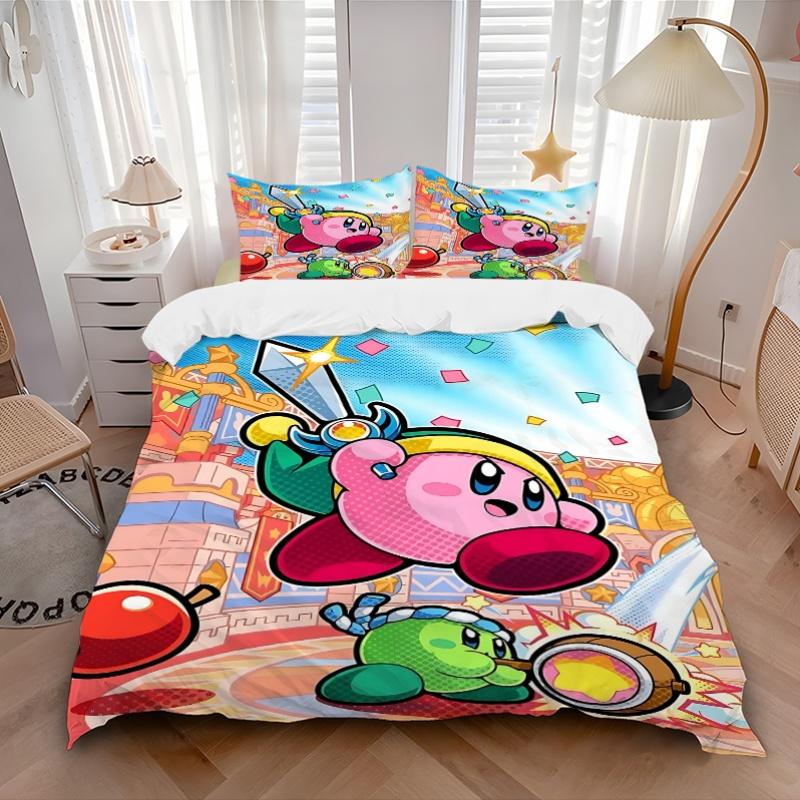 3pcs Bedding Set Kirby Includes 1 Comforter + 2 Pillowcases, Without Pillow Inserts, Soft Comfortable, Lightweight Breathable, Printed Home