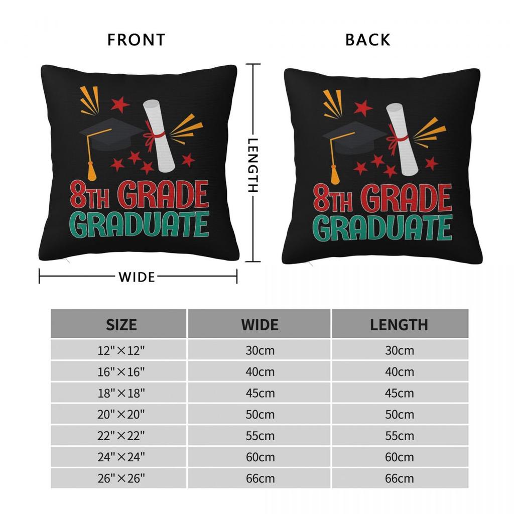 Graduate 8Th Grade Square Pillowcase Polyester Linen Velvet Printed Zip Decorative Throw Pillow Case Home Cushion Cover 45X45