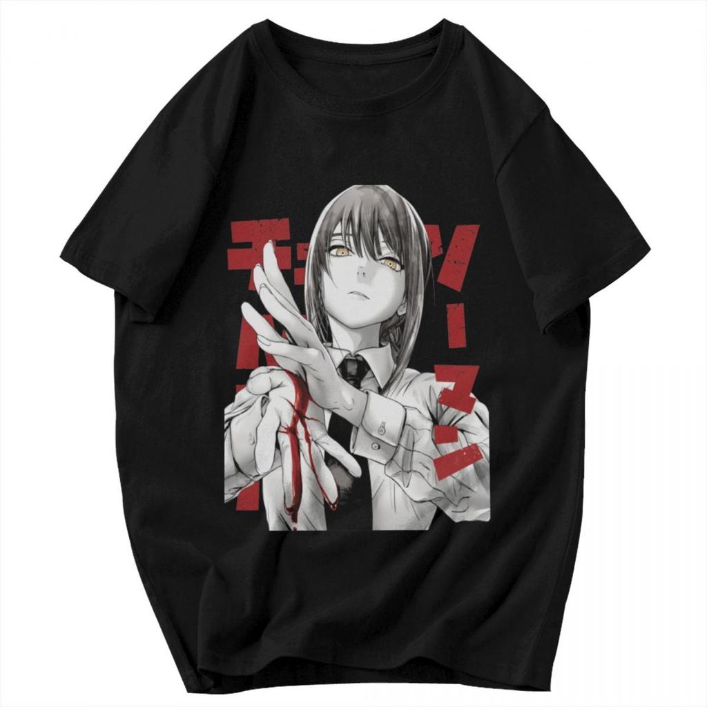 Men T Shirt Anime Chainsaw Man Makima Cotton Y2K Graphic Quality Unisex Tops T Shirts