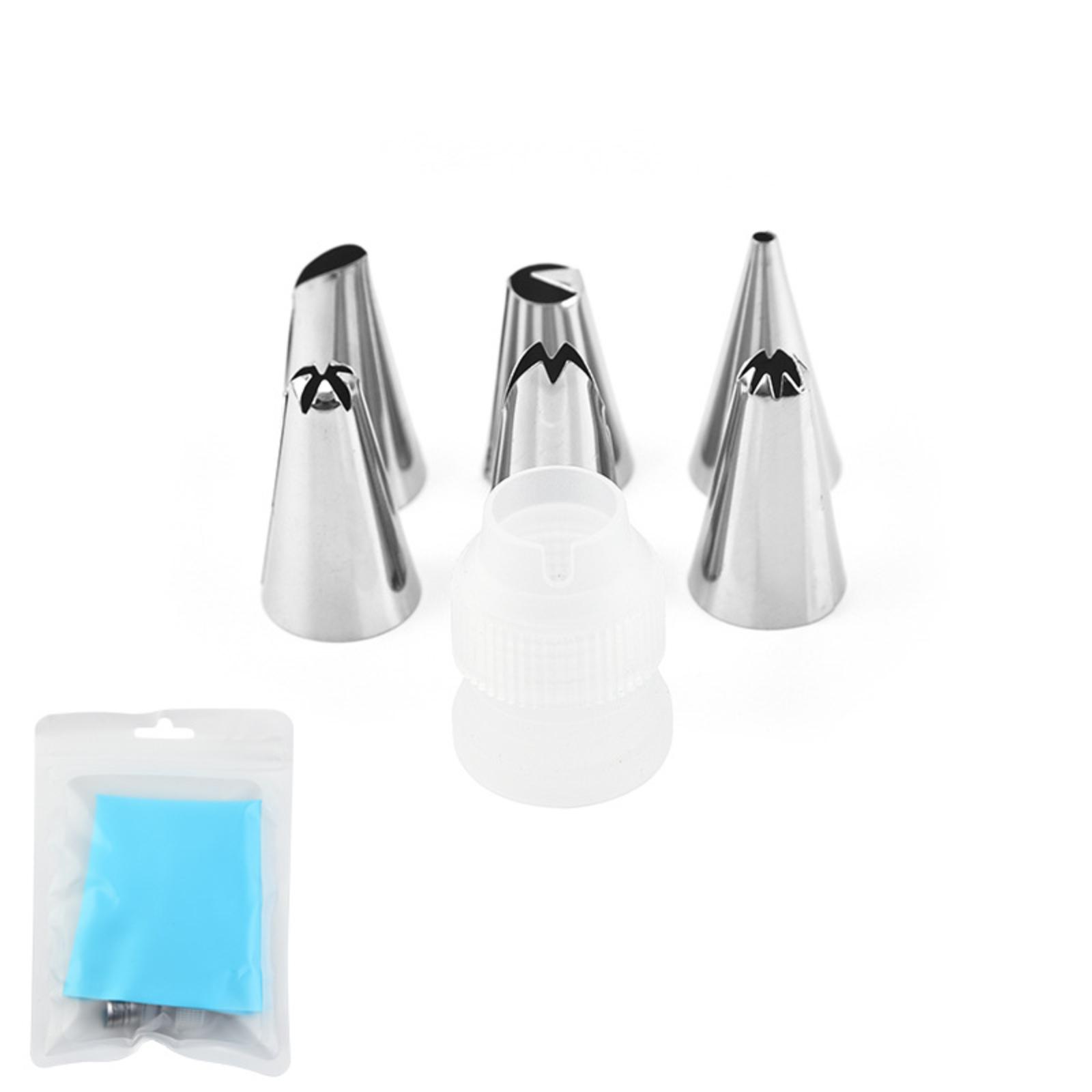 

Blue 6-piece Piping Tip Set, Including 6 Piping Tips, 1 Piping Bag, And 1 Adapter. one size