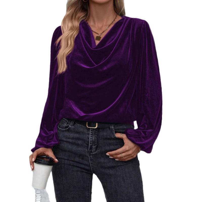 Women's Clothing Stack Collar Top Fashion Versatile Long Sleeve Casual Tops Women’s