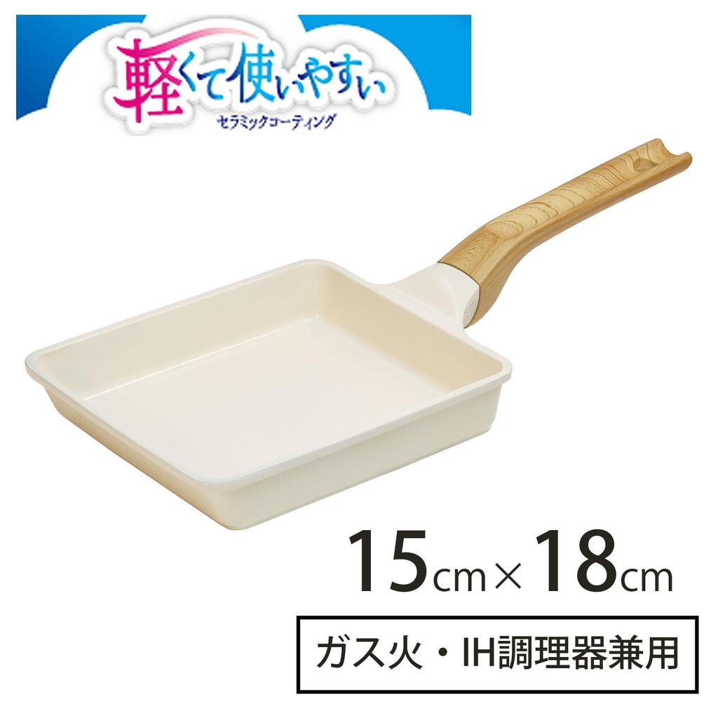 Nansen Japan Ou 15 x 18 Tigaie Ceramica Usoara si Usor de Folosit cu Maner si Finisaj Tigaie, cm, Alb, Aspect Lemn Turnat Sub Presiune