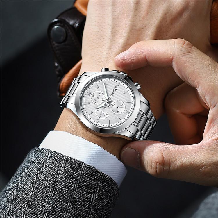 CRRJU New Watch 2310 Men's Watch Solid Stainless Steel with Simple Business Watch Atmosphere