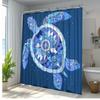 1pc Turtle Shower Curtain - Vibrant Ocean Design with Blue & White Turtle & Floral Patterns, Durable Polyester Fabric,