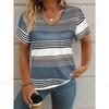 2025 Nuova T-shirt da Donna a Righe a Quadri Stampa 3D T-shirt Moda Donna Casual Scollo a V Manica Corta Top Magliette Abbigliamento Femminile Quotidiano