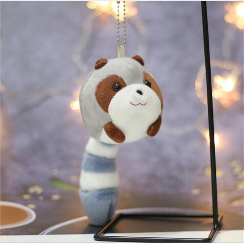 Süßes kleines Waschbär-Plüschtier mit sonderbarem Schwanz, gefüllte Puppe, Schultasche, Anhänger, Schlüsselanhänger, Puppe, 18 cm
